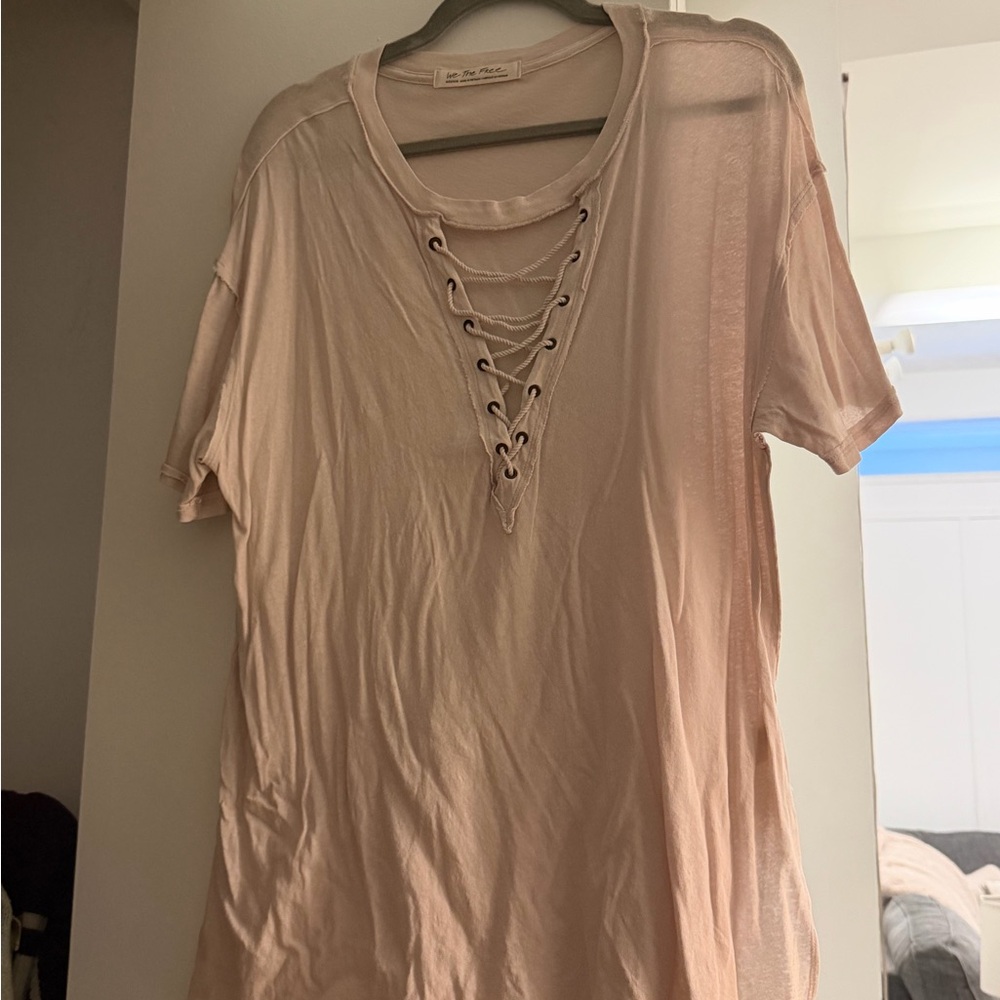 Free People Women's Lace-Up Tshirt